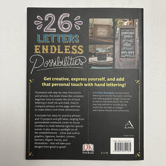 Awesome Book of Hand and Chalk Lettering Paperback How To Book by Dina Rodriguez - Picture 8 of 9